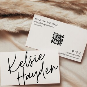 Boho Business Card, QR Code, Boutique Business Card, Modern Business Card Template, Minimalist Business Card, Chic Business Card