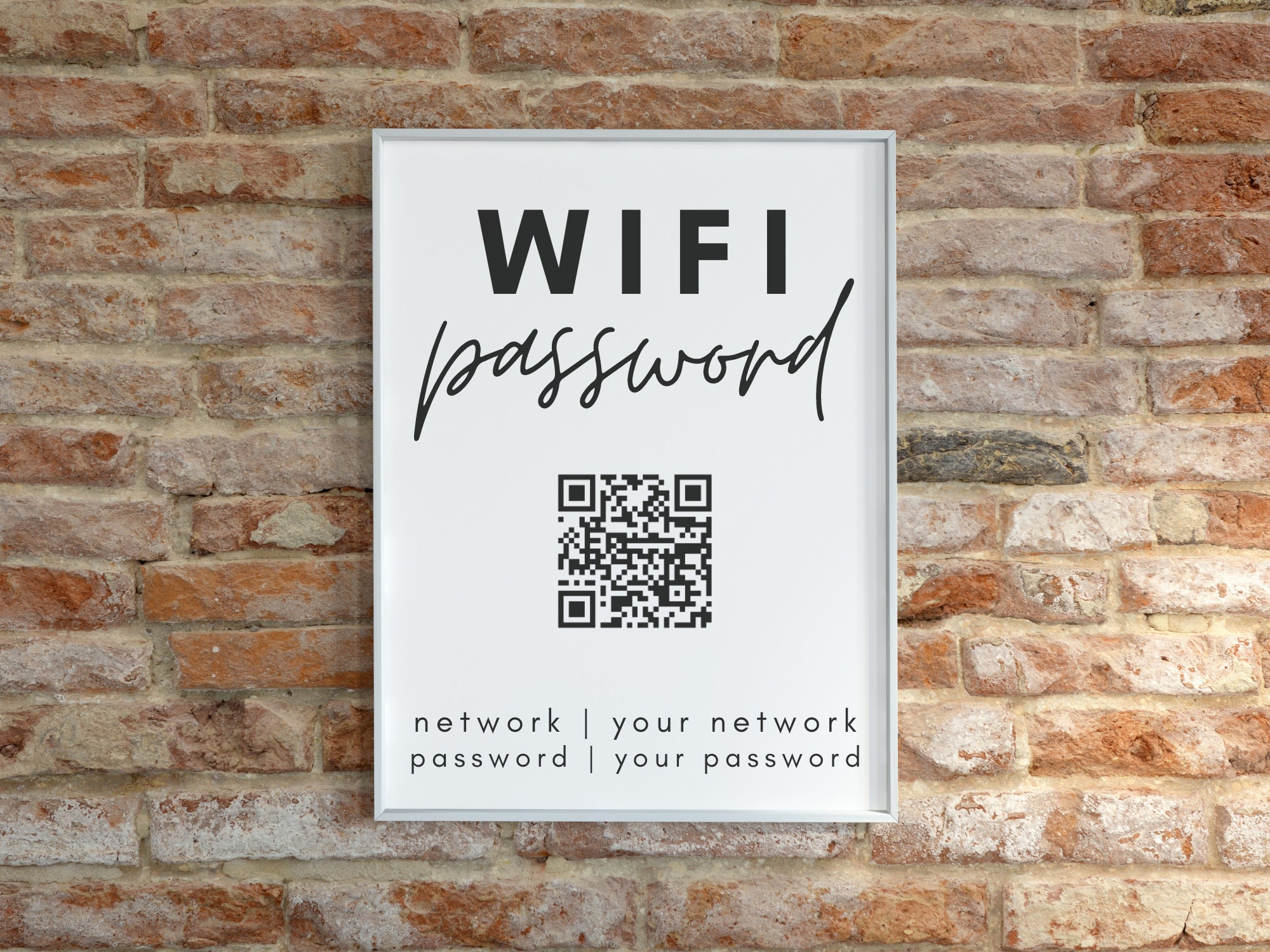 Wifi Printable, QR Code Wifi Sign, QR Wifi, Wifi Sign, Wifi Password ...