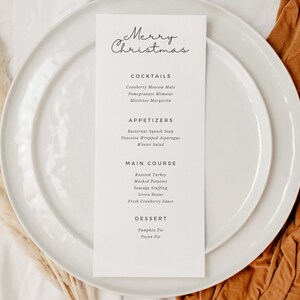 Dinner Party Menu Template, Personalized Menu, Christmas Template Print, Friendsmas Template, Minimal Menu Template