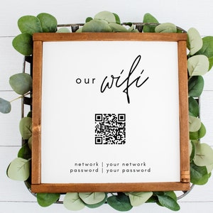Wifi Printable, QR Code Wifi, Our Wifi Sign, Airbnb Wifi