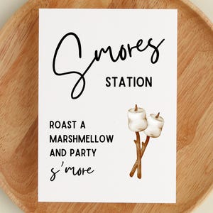 Enseigne imprimable S&#39;mores Station, enseigne de fête d&#39;automne, station de desserts imprimable