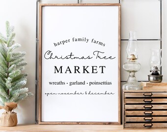 Family Name Christmas Sign, Christmas Tree Farm Print, Family Christmas Farm Sign, Holiday Farm Print, Neutral Christmas Print
