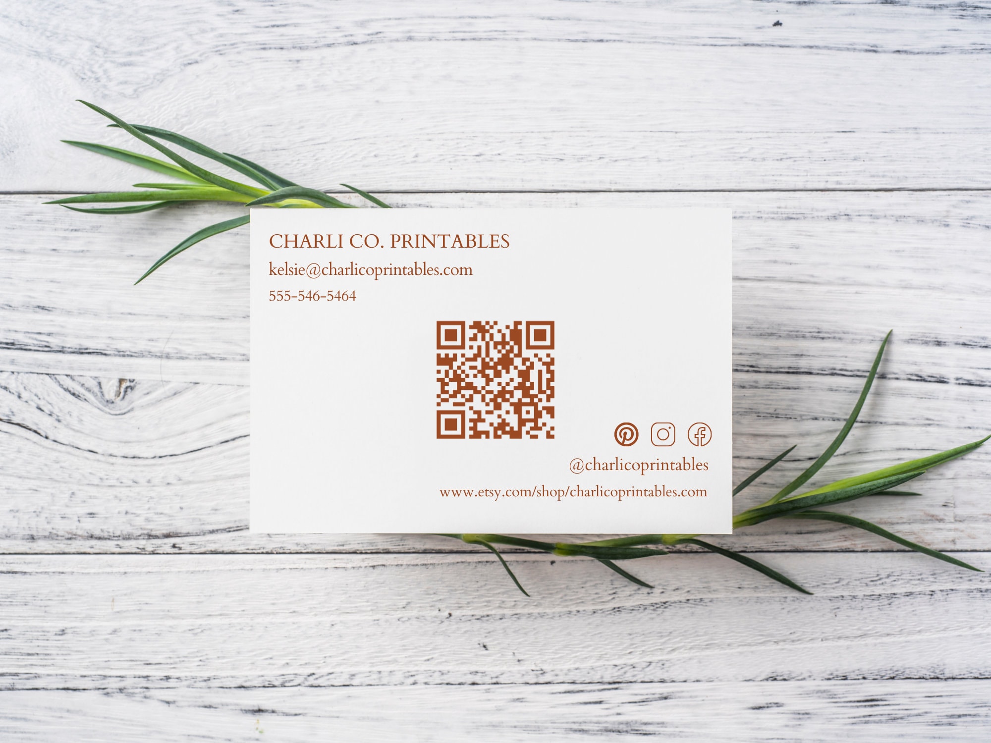 Boho Business Card, QR Code, Boutique Business Card, Modern Business ...