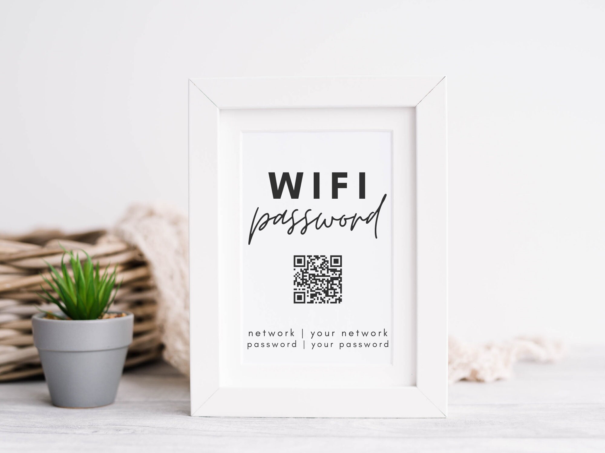Wifi Printable, QR Code Wifi Sign, QR Wifi, Wifi Sign, Wifi Password ...