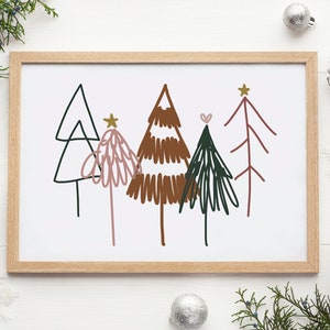 Abstract Christmas Tree Print, Modern Christmas Tree Print, Christmas Tree Art Printable, Neutral Christmas Print