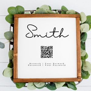 Wifi Printable, QR Code Wifi Sign, Modern Wifi, Wifi Password Sign Printable, Minimalist Home Sign