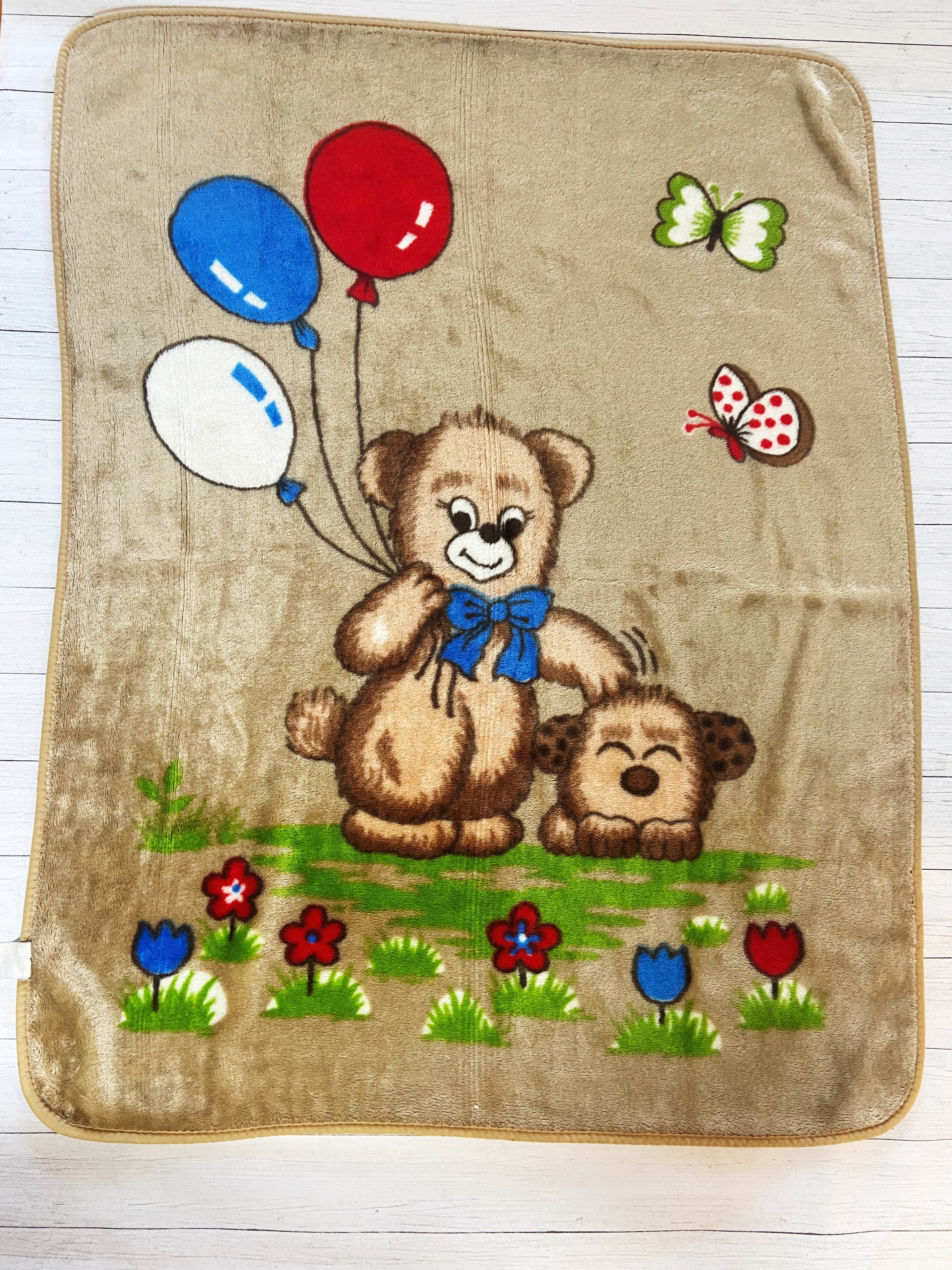 Bear with 2025 balloons baby blanket