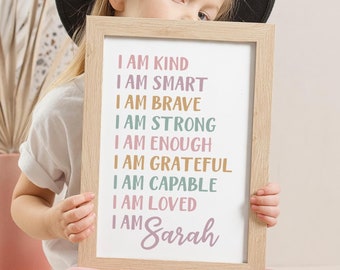 Goddaughter Gift Personalized Plaque Positive Affirmations Framed Gift for Little Girl Daily Reminder Birthday Gift for Godchild 100B