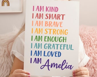 Affirmations Poster for Kids Positive Affirmations Wall Art Personalized Poster with Affirmations for Kids Custom Affirmations for Children