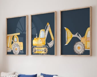 Construction Decor Boys Room Construction Vehicles Prints Toddler Room Wall Art Set of 3 Prints Construction Wall Decor 316