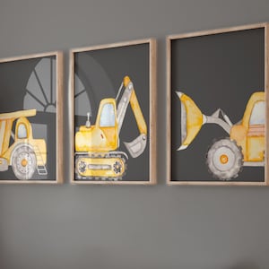 Construction Decor Boys Room Construction Vehicles Prints Toddler Room Wall Art Set of 3 Prints Construction Wall Decor 328B
