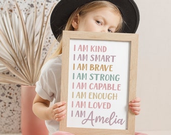 Goddaughter Gift Personalized Plaque Positive Affirmations Framed Gift for Little Girl Daily Reminders Birthday Gift for Godchild Gift Girl