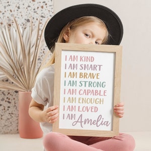 Goddaughter Gift Personalized Plaque Positive Affirmations Framed Gift for Little Girl Daily Reminders Birthday Gift for Godchild Gift Girl