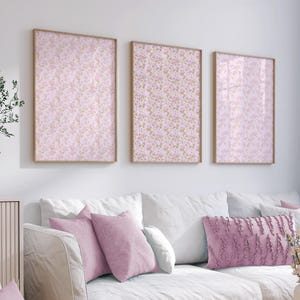 Wall Art Vintage Flower, Chinoiserie Wall Decor, Vintage Floral Print, Set of 3 Prints, Pink Room Wall Decor, Pink Chinoiserie Set 435F