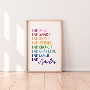 Personalized affirmations for kids, custom name affirmations print, kids room, nursery, personalized affirmations, custom name print, poster