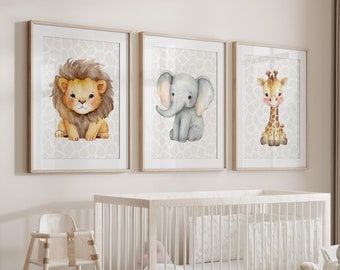 Safari Animal Prints for Nursery, Jungle Wall Art, Neutral Nursery Decor, Jungle Prints, Neutral Nursery Wall Art, Safari Animals Wall 429