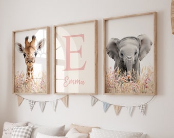 Girls Nursery Prints Boho Safari Nursery Prints Girls Nursery Decor Boho Baby Girl Room Jungle Safari Baby Animals Boho Nursery Pink 305B