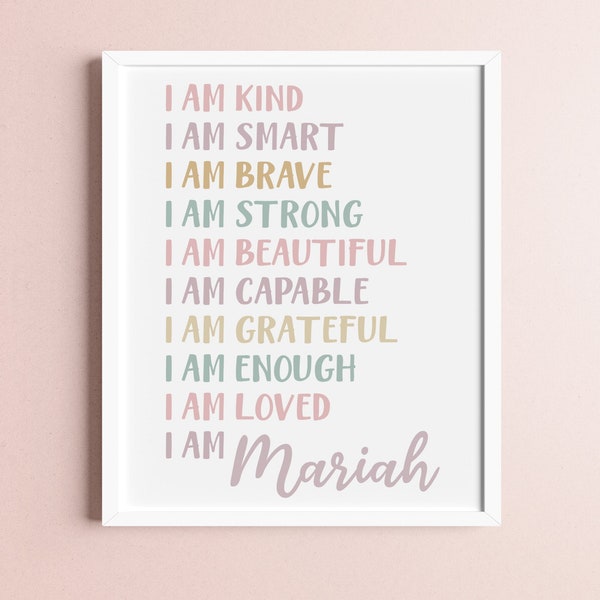 Personalized Baby Shower Gift for Girl Baby Affirmations Wall Art Toddler Girl Gift Nursery Affirmations Art Girl Room Decor