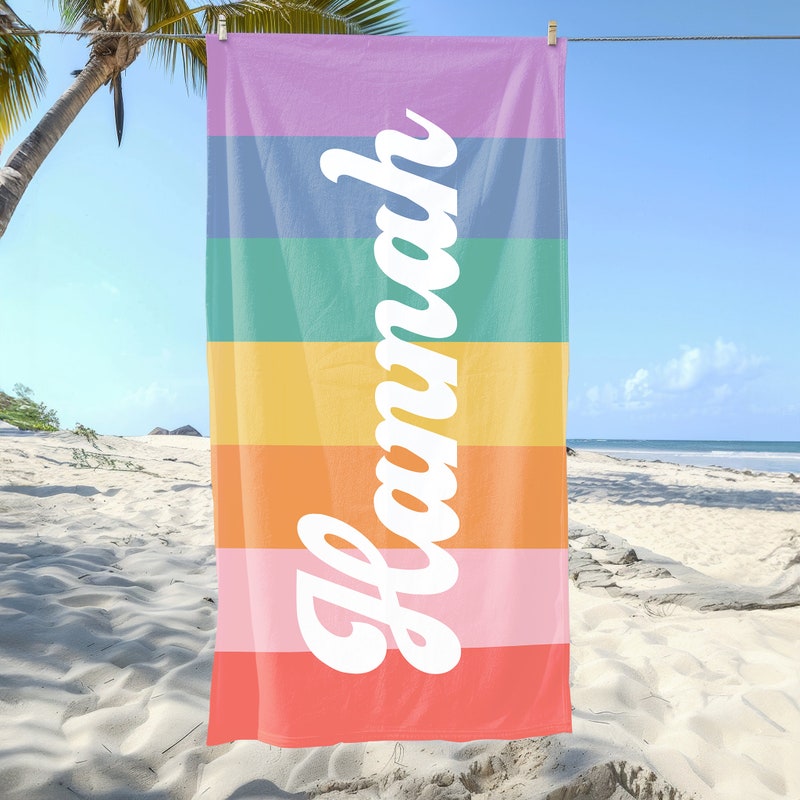Girls Rainbow Happy Birthday Towel main image 1