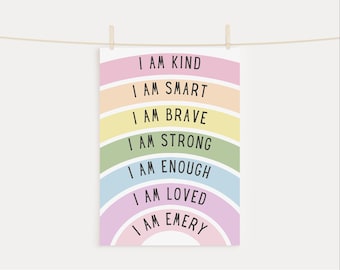 Personalized Wall Art for Kids Room Positive Affirmations for Kids Custom Wall Art Print Kids Room Affirmations for Decor Kids Room Prints
