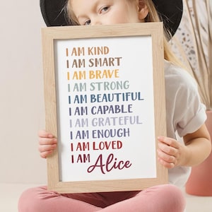 Personalized Affirmations Print: Tween & Teen Girl Gift, Motivational Gift for Girls, Daughter, Granddaughter, Niece