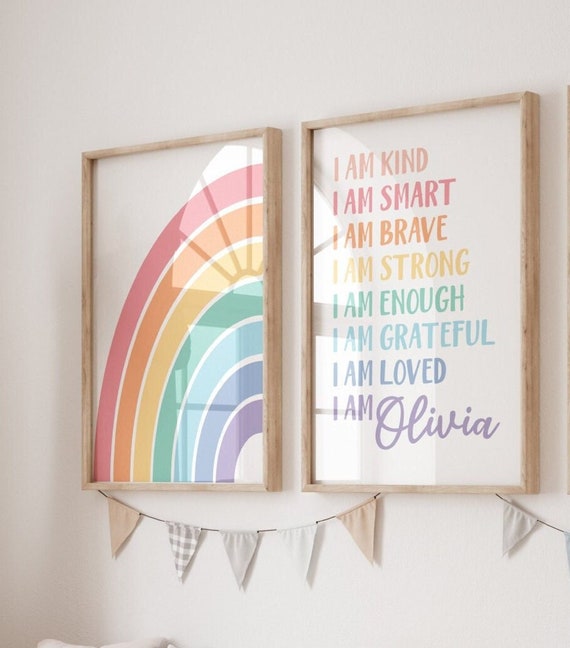 Personalized Affirmations for Kids Wall Art Set of 2 Prints Motivational Wall Art Affirmation Print Inspirational Positive Affirmation 202