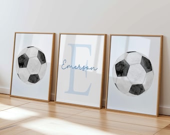 Personalized Soccer Wall Art Prints, Set of 3 Soccer Posters, Girls, Boys, Kids, Teen Room Decor, Custom Soccer Girl Gift, Soccer Gifts 453A