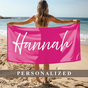 Personalized Beach Towel: Custom Name, Summer Vacation Gift | T312