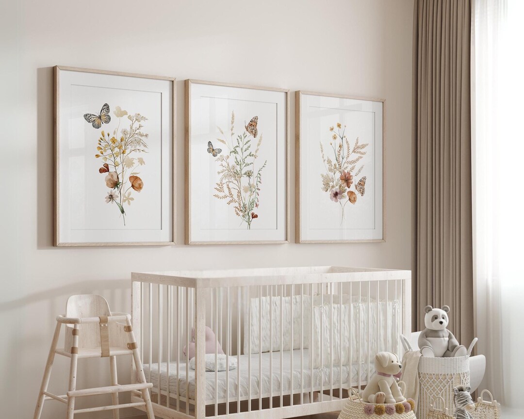 Boho Nursery Wall Art Girl Nursery Prints Set of 3 Girl Nursery Decor ...