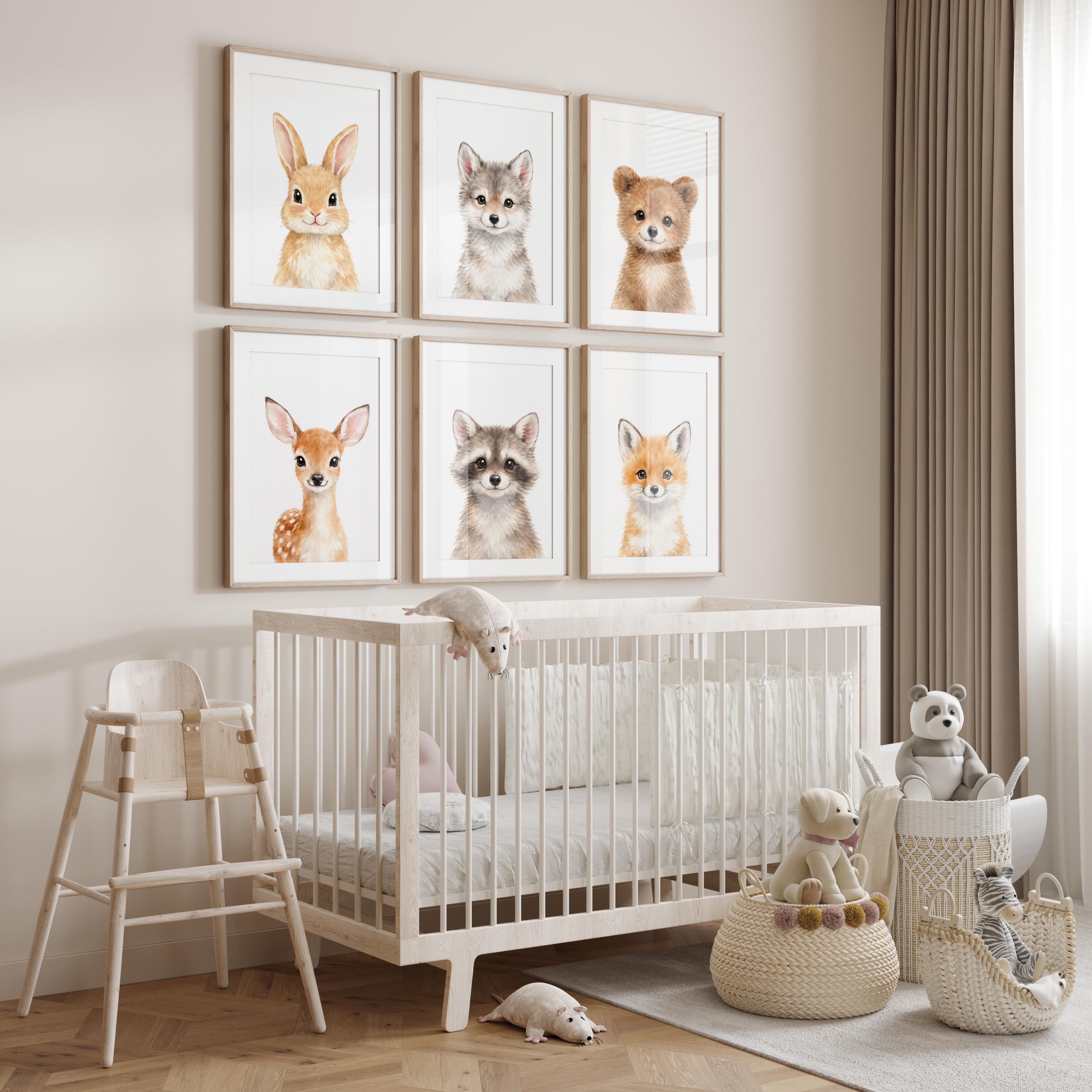 Woodland Nursery Decor Set of 6 Prints, Forest Animals Wall Art, Gender ...