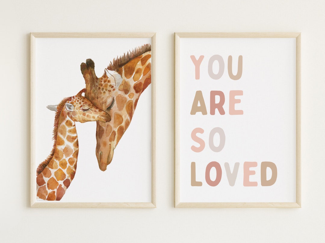 Nursery Giraffe Decor Nursery Wall Decor Girl Animal Print Nursery