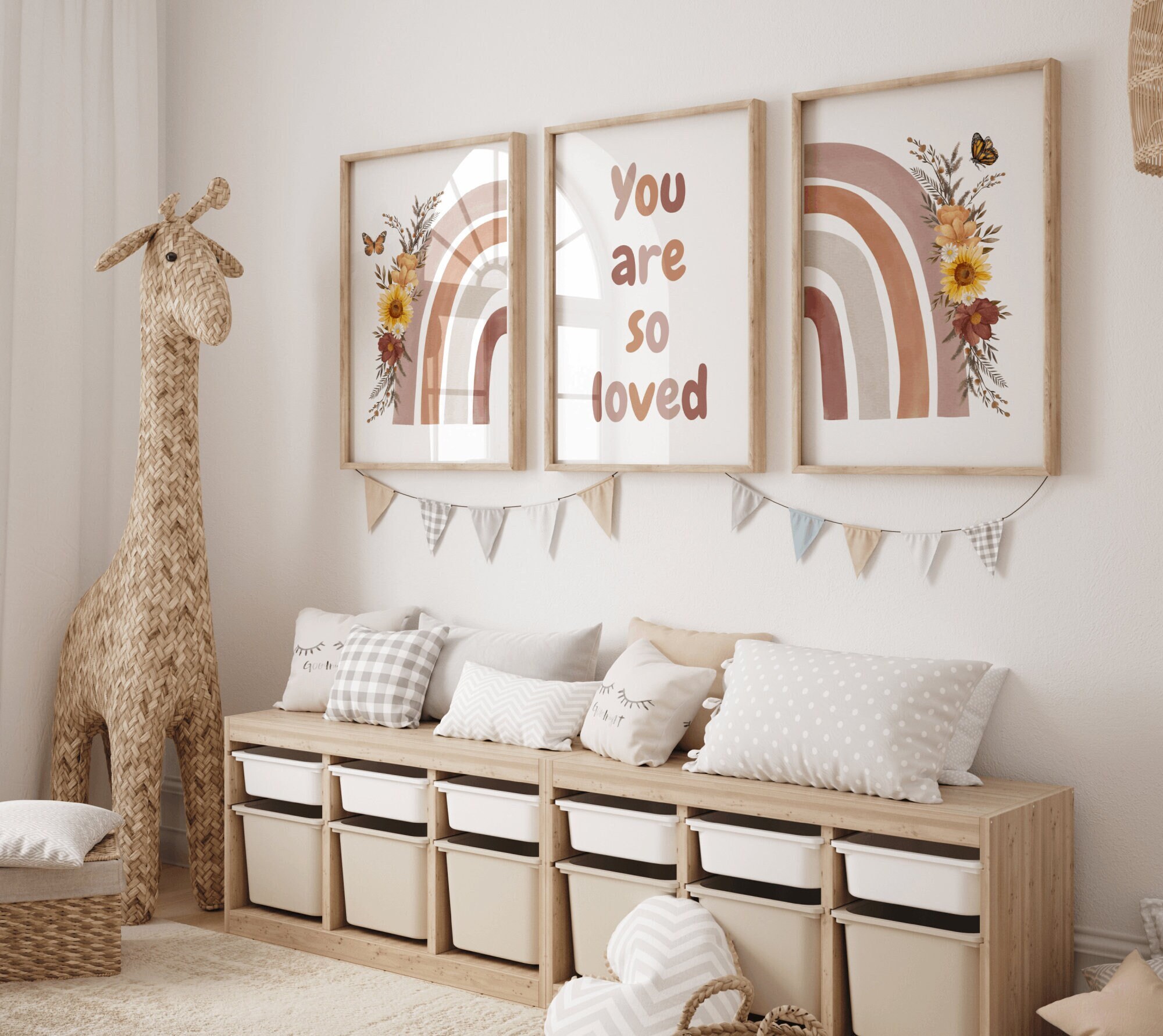 Nursery Wall Art Set of 3 Prints Boho Nursery Decor Rainbow Prints ...