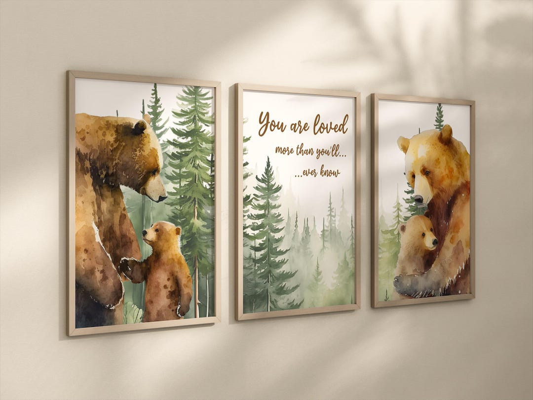 Bear Nursery Wall Art, Bear Print, Set of 3 Bear Wall Decor Nursery ...