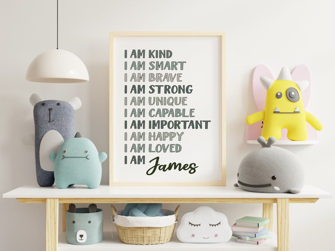Personalized Wall Art for Boys Room Positive Affirmations for Kids ...
