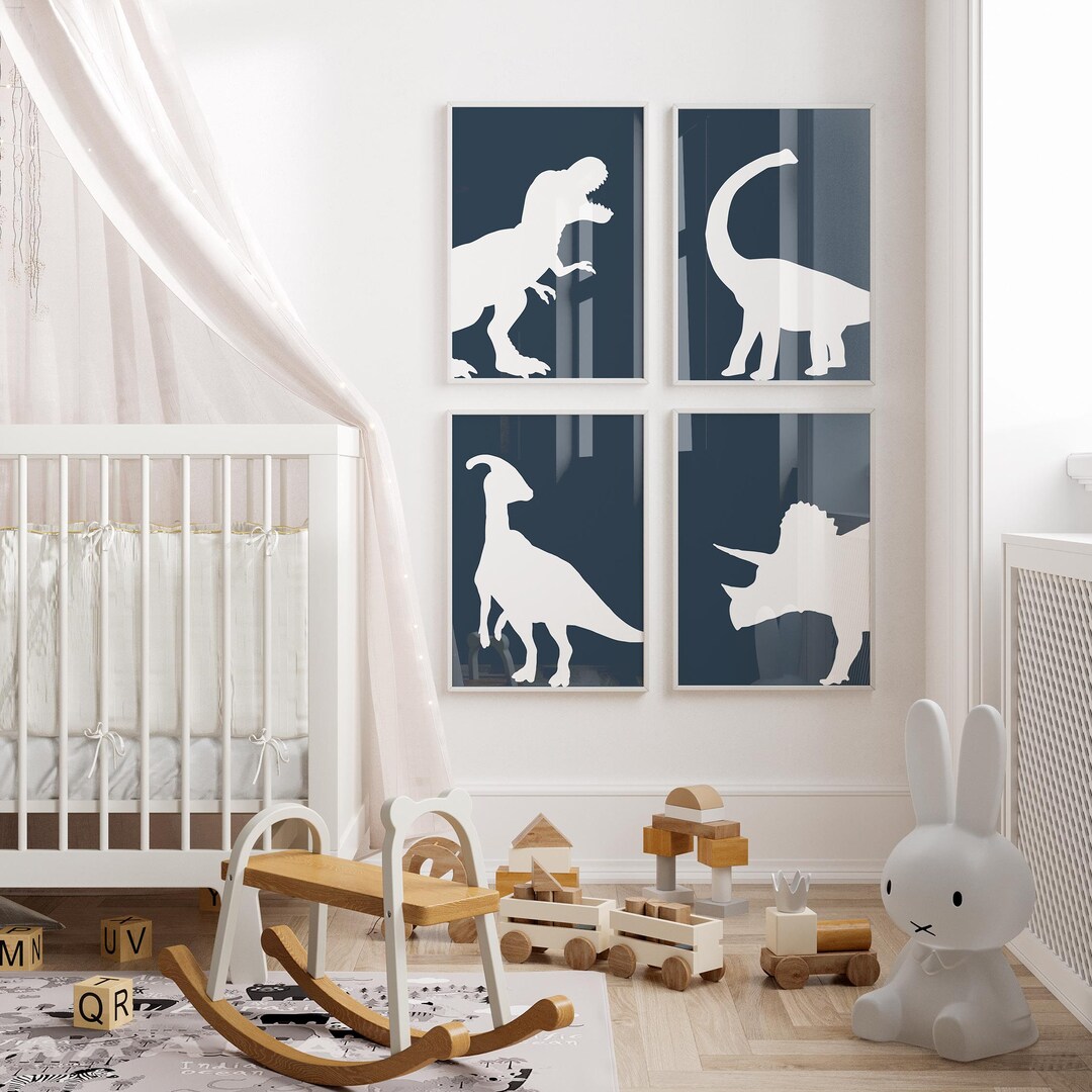 Dinosaur Nursery Prints, Dinosaur Wall Art, Dinosaur Poster, Set of 4 ...