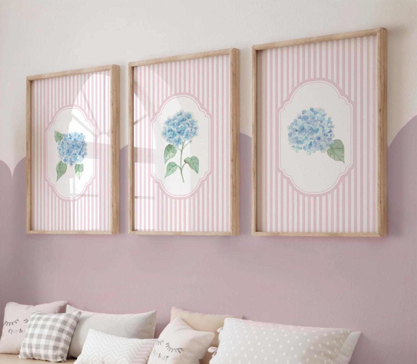 Set of 3 Hydrangeas Wall Art, Floral Nursery Prints, Flower Wall Print ...