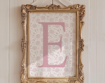 Custom Floral Initial Print: Personalized Nursery Decor, Monogram Wall Art 152B