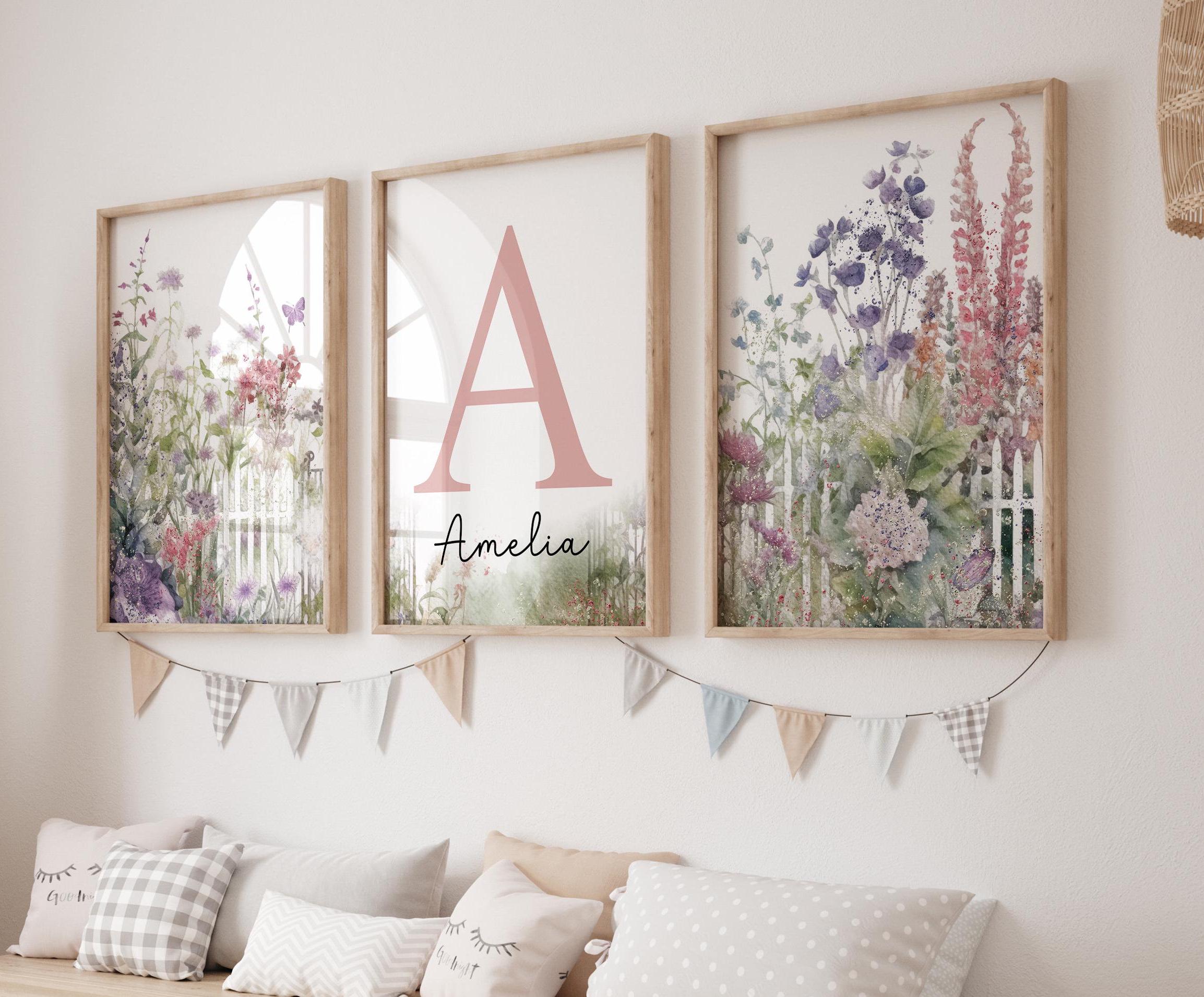 Wildflower Nursery Wall Art Girl Nursery Prints Set of 3 Girl Nursery ...