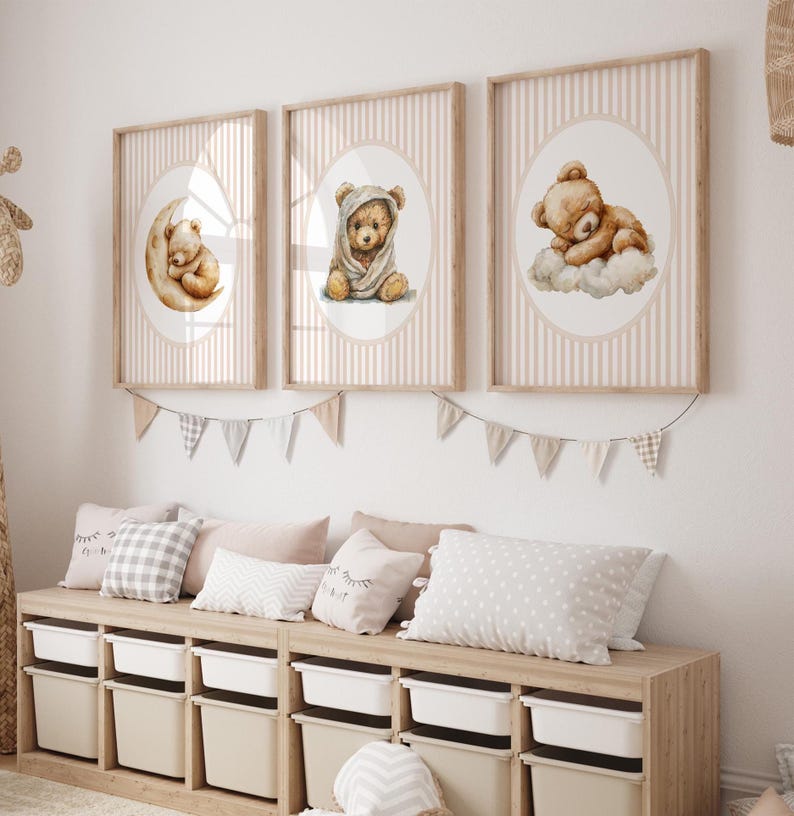 Teddy Bear Nursery Wall Art Prints Bear Nursery Decor Teddy Bear Theme ...