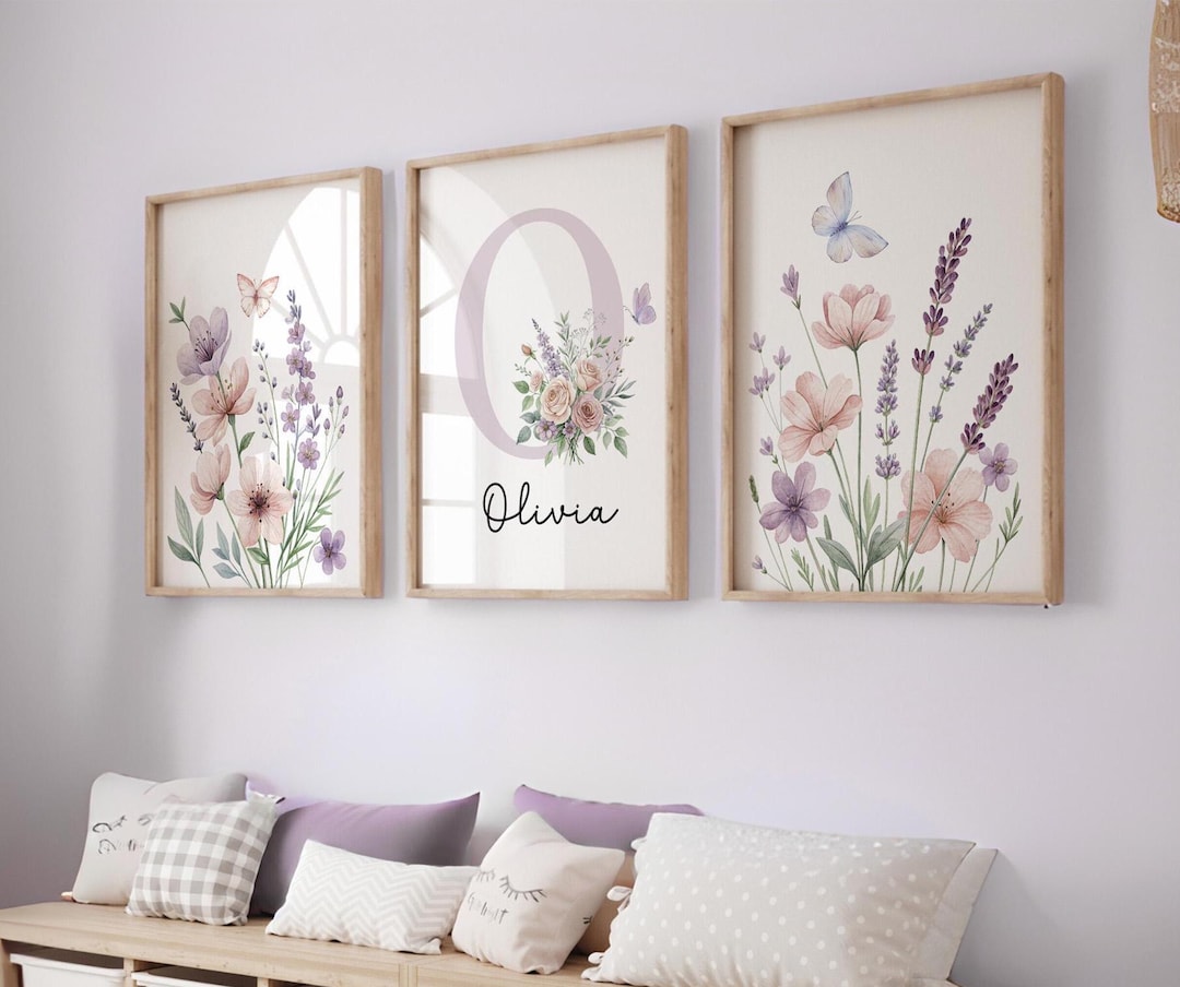 Floral Nursery Prints, Girl Nursery Decor Boho Nursery Wall Art Set ...