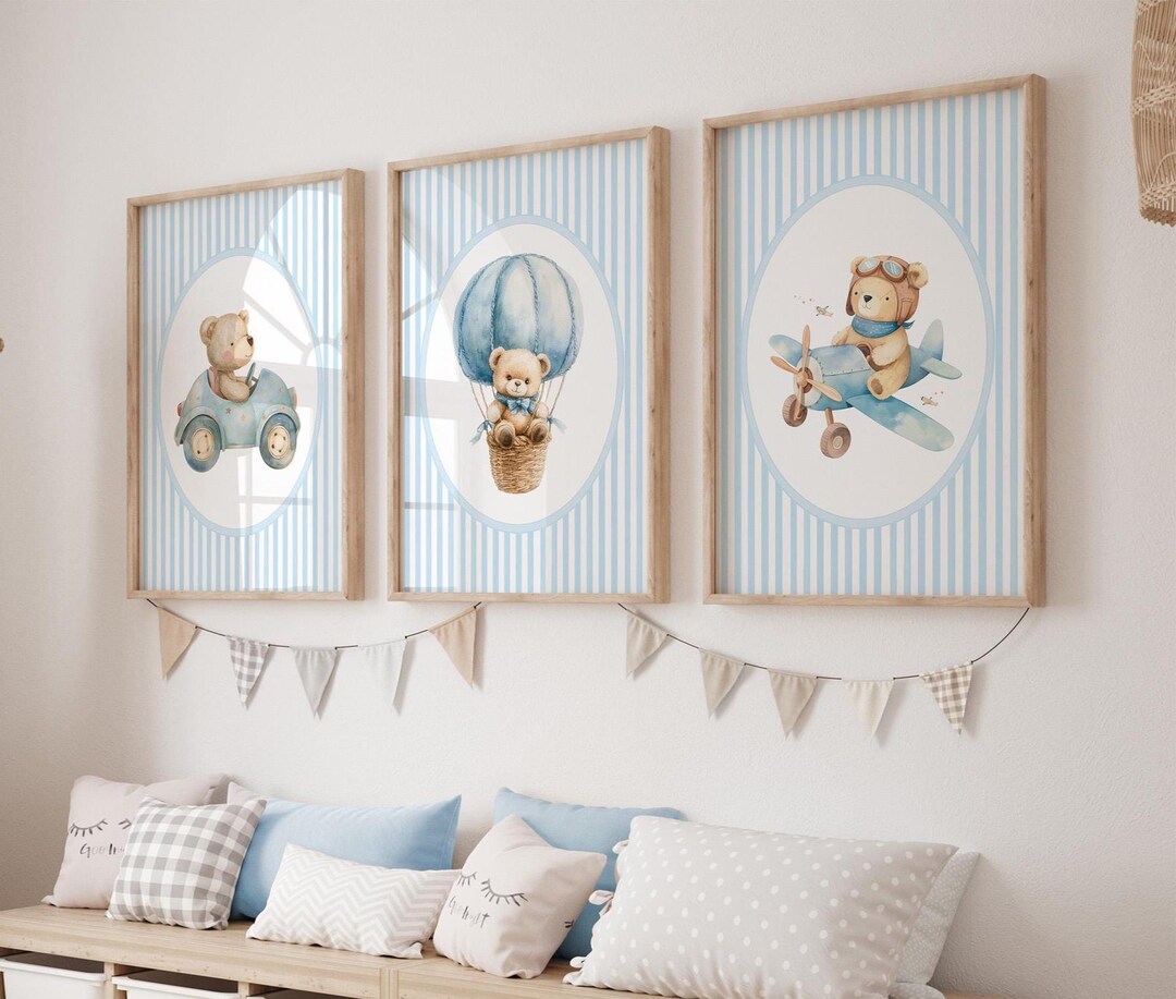 Vintage Bear Nursery Wall Art, Bear Nursery Decor, Vintage Nursery, Boy ...