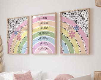 Kids Affirmation Prints, Girls Bedroom Prints, Kids Wall Art, Girls Bedroom Decor, Toddler Girl Room Decor, Girl Nursery Decor, Pink 437A