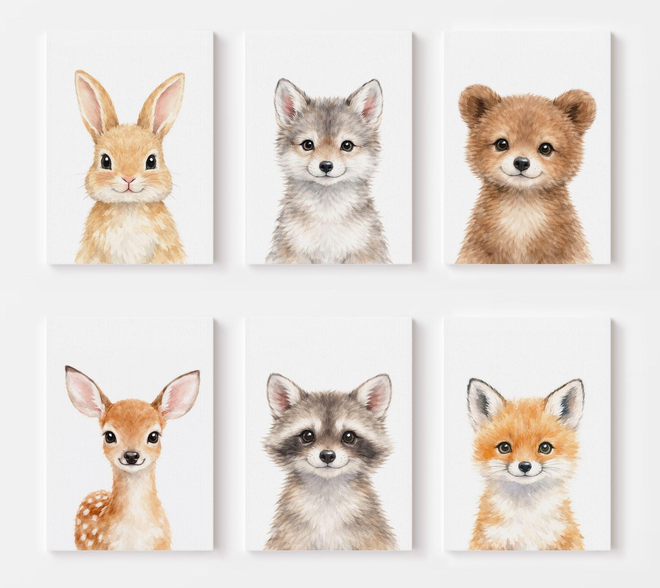 Woodland Nursery Decor Set of 6 Prints, Forest Animals Wall Art, Gender ...