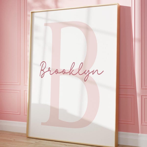Custom Name Wall Art, Custom Initial Print, Personalized Name Prints, Nursery, Kids, Teens Wall Art, Name Monogram Wall Art Print 152