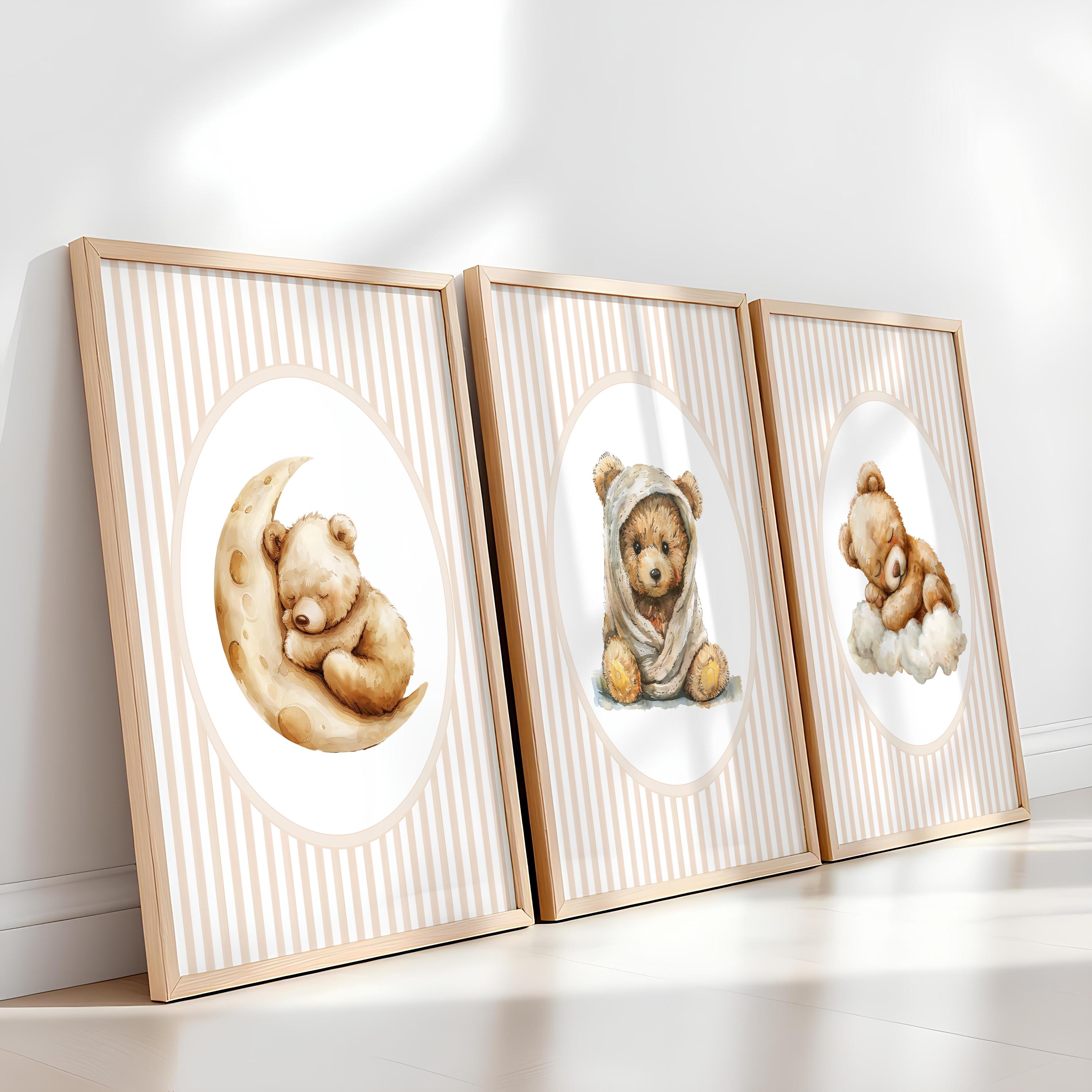 Teddy Bear Nursery Wall Art Prints Bear Nursery Decor Teddy Bear Theme Nursery Gender Neutral Bear Prints Set of 3 440C