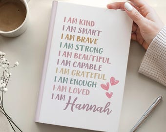 Personalized Affirmations Journal Gift for Teen Girl, Notebook Journal Gift for Girls, Custom Name Journal, Birthday Gift for Girls 8A