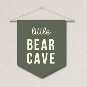Little Bear Cave Pennant Sage Green Nursery Baby Boy Room Decor Toddler Boy Room Decorations Shared Room Boy Nursery Wall Decor BN001