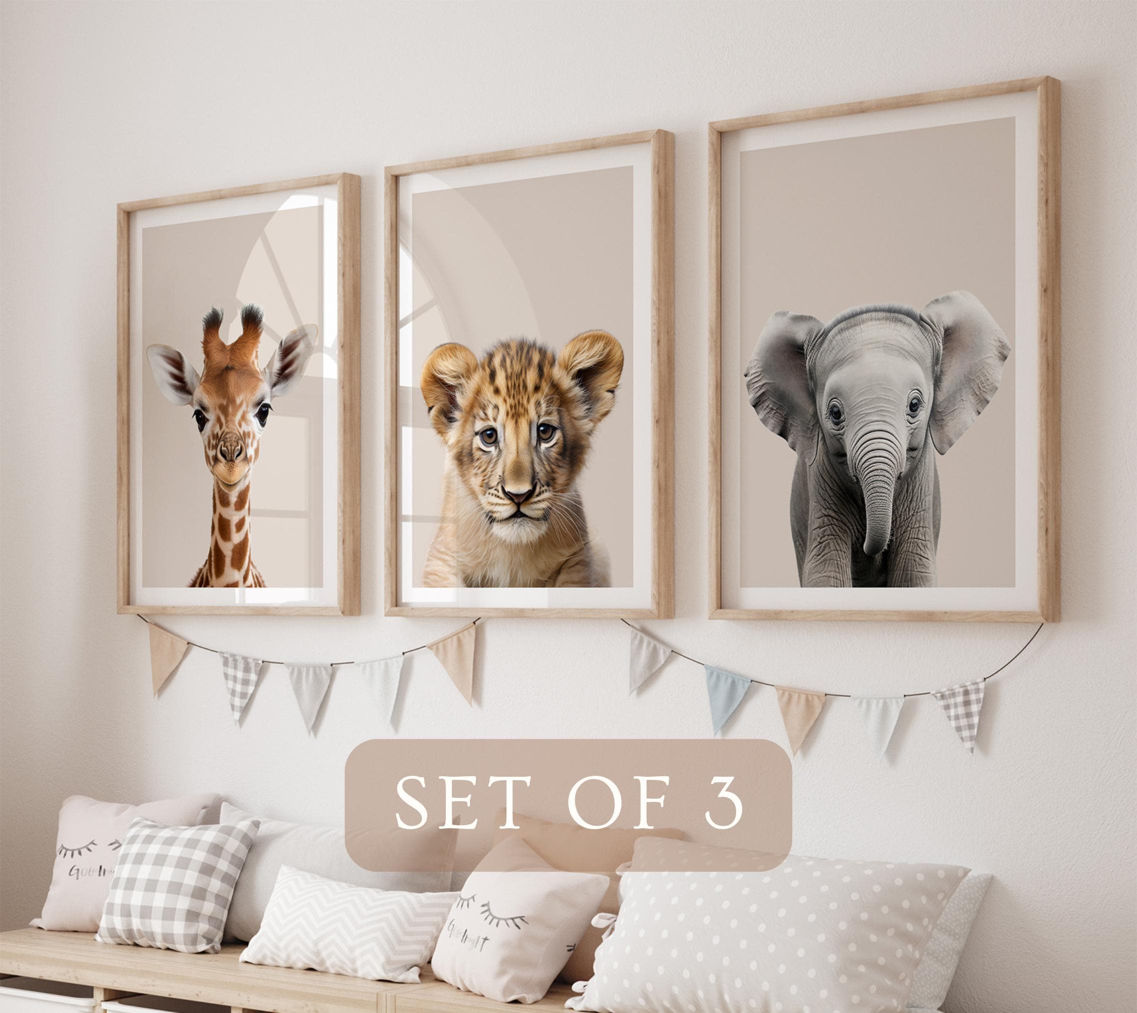 Safari Animal Nursery Prints, Set of 3, Neutral Jungle Theme 305E - Etsy