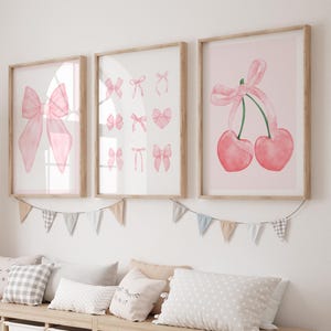 Pink Bows Wall Art, Trendy Pink Coquette Wall Art, Teen Girl Room Decor, Pink Bow Wall Art, Coquette Room Decor, Girly Wall Art 422I