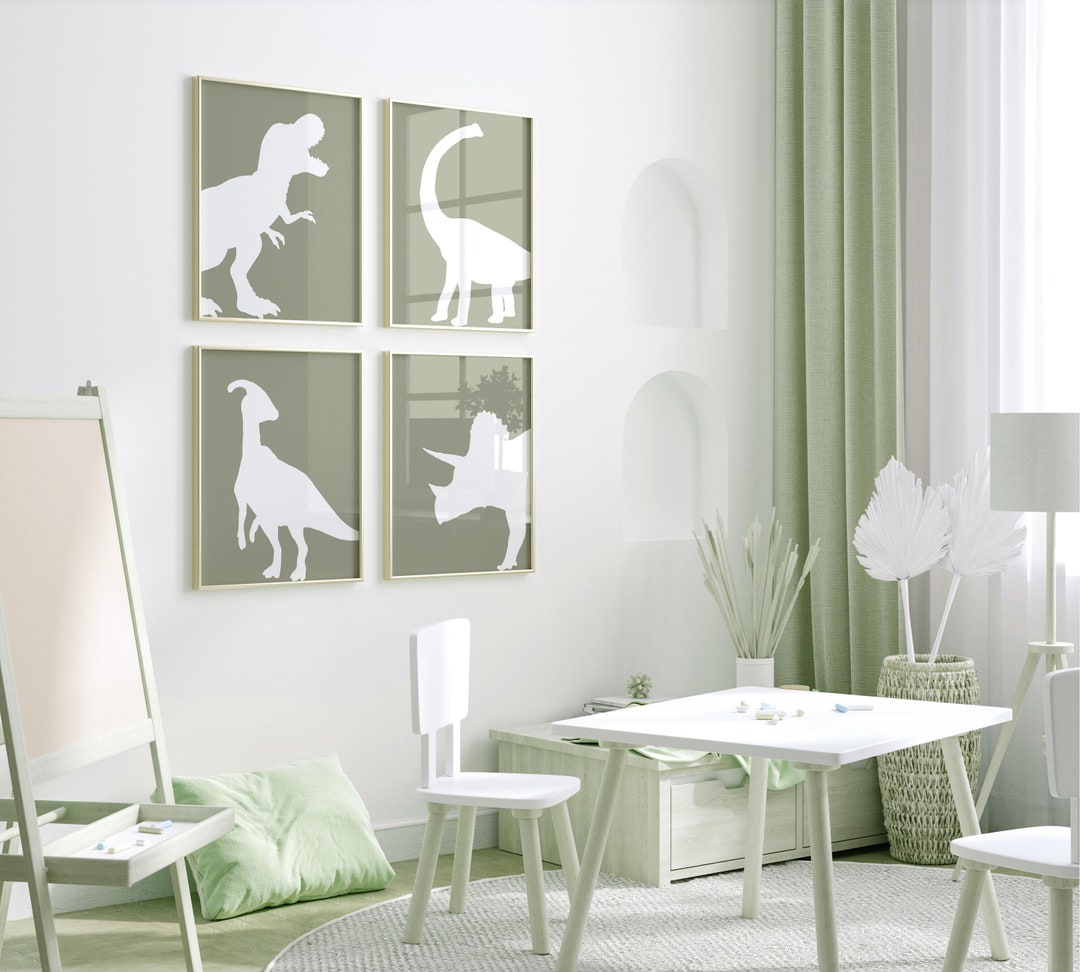 Dinosaur Nursery, Dinosaur Wall Art, Dinosaur Nursery Prints, Set of 4 ...